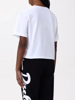 T-shirt crop in cotone con stampa logo Disclaimer