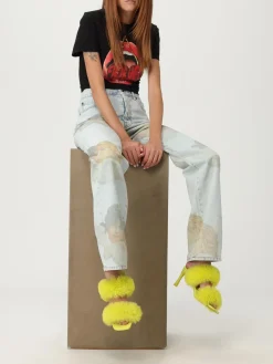 T-shirt crop in cotone stampata Fiorucci