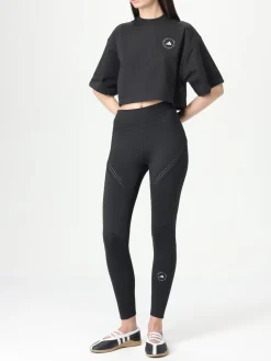 T-shirt crop in poliestere con logo Adidas by Stella McCartney