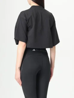 T-shirt crop in poliestere con logo Adidas by Stella McCartney