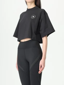 T-shirt crop in poliestere con logo Adidas by Stella McCartney