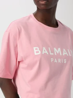 T-shirt cropped Balmain in cotone con logo
