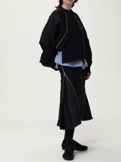 T-shirt double-layer Sacai in cotone con inserti a righe