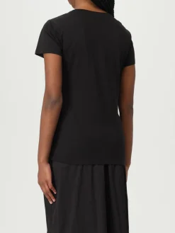 T-shirt in cotone con logo di strass Liu Jo