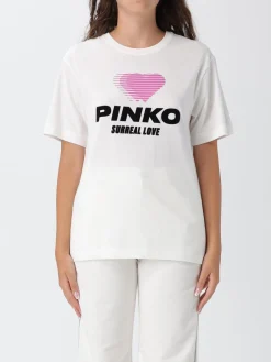 T-shirt in cotone con logo Pinko