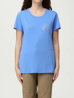T-shirt in cotone con logo di strass Liu Jo