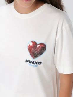 T-shirt in cotone con logo Pinko