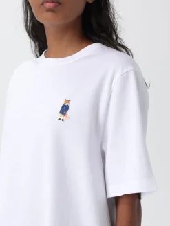 T-shirt in cotone con logo Maison Kitsuné