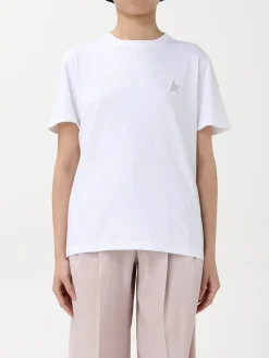 T-shirt in cotone con mini logo Golden Goose