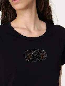 T-shirt in cotone con monogramma Liu Jo