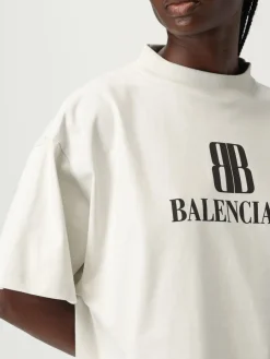T-shirt in cotone con stampa logo Balenciaga