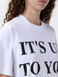 T-shirt in cotone con stampa slogan Moschino Couture