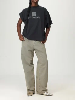 T-shirt in cotone con stampa logo Balenciaga