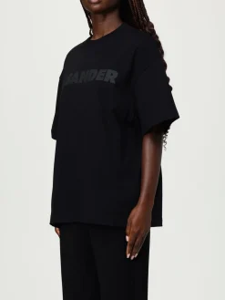 T-shirt in cotone over con logo Jil Sander