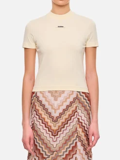 T-shirt in cotone slim con logo Jacquemus