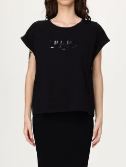 T-shirt in cotone stretch con logo Liu Jo
