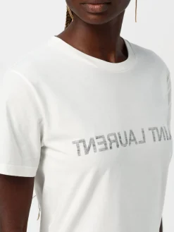 T-shirt in jersey con logo Saint Laurent