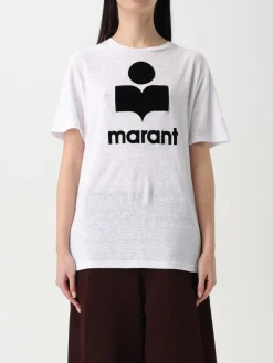 T-shirt in lino con logo Isabel Marant Etoile
