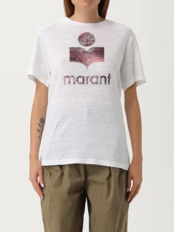 T-shirt in lino con logo Isabel Marant Etoile