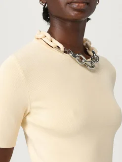 T-shirt in misto cotone con maglia metallica Rabanne