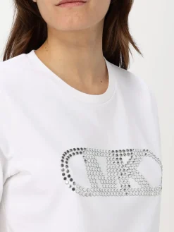 T-shirt monogram MK di strass Michael Kors