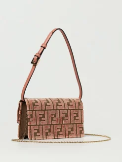 Wallet On Chain Baguette Fendi in cotone e ciniglia